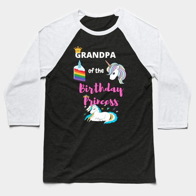 Grandpa of the Birthday Princess Baseball T-Shirt by GMAT